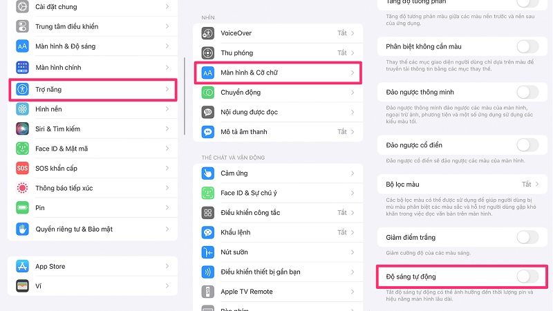 Cách tắt chế độ tự tăng giảm độ sáng màn hình iPhone