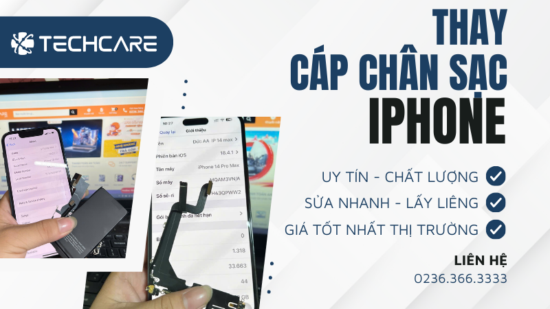 thay cáp chân sạc IPHONE