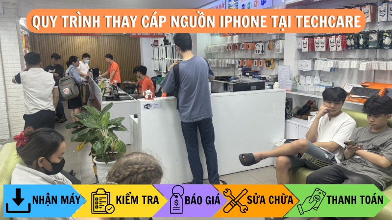 Quy trình thay cáp nguồn iPhone chuyên nghiệp tại Techcare