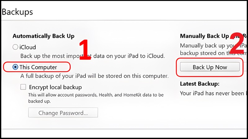 Cách sao lưu dữ liệu iPhone Qua iTunes/Finder (Cần máy tính)