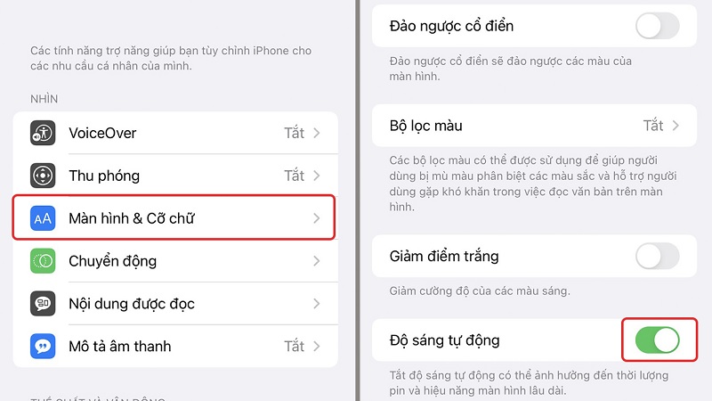 Sửa lỗi iPhone tự giảm độ sáng màn hình
